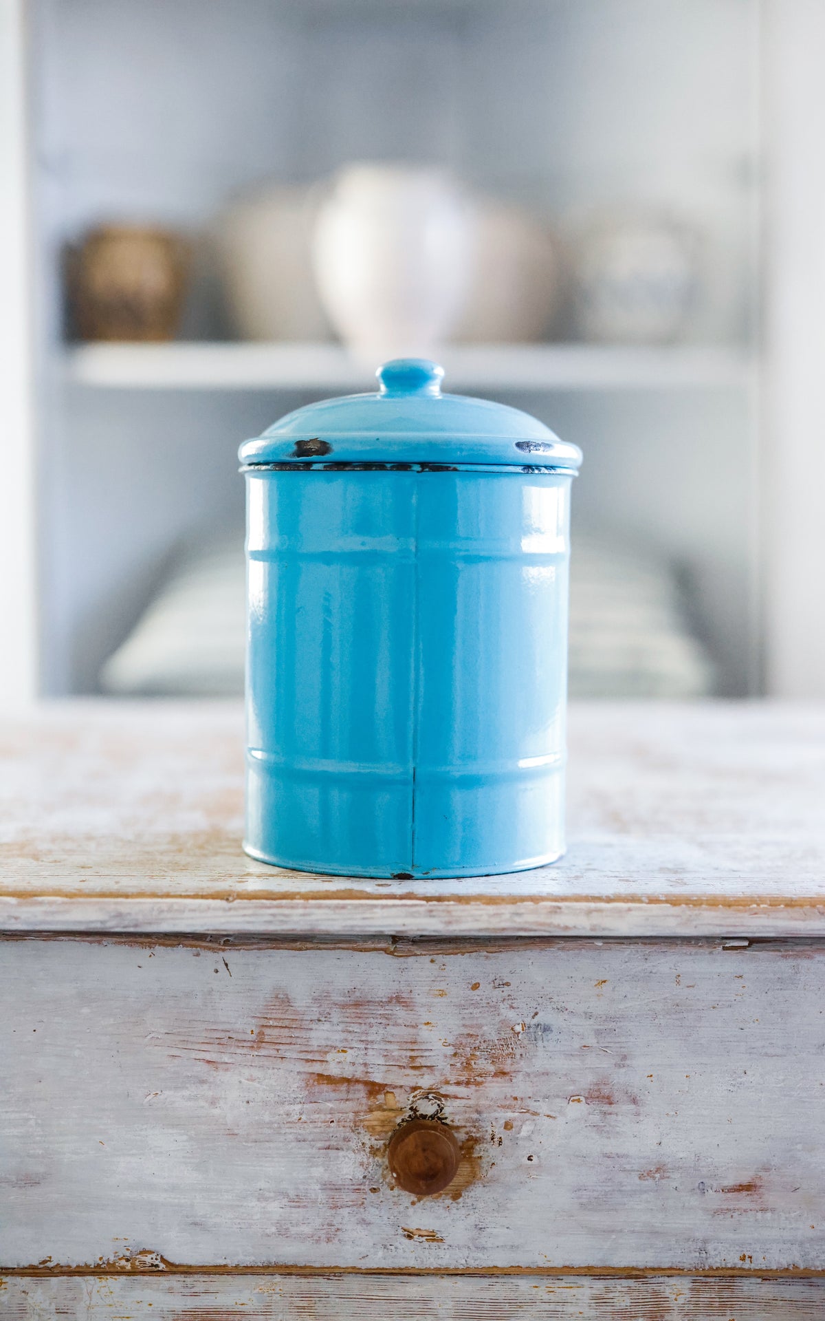 Vintage French Enamelware Canister