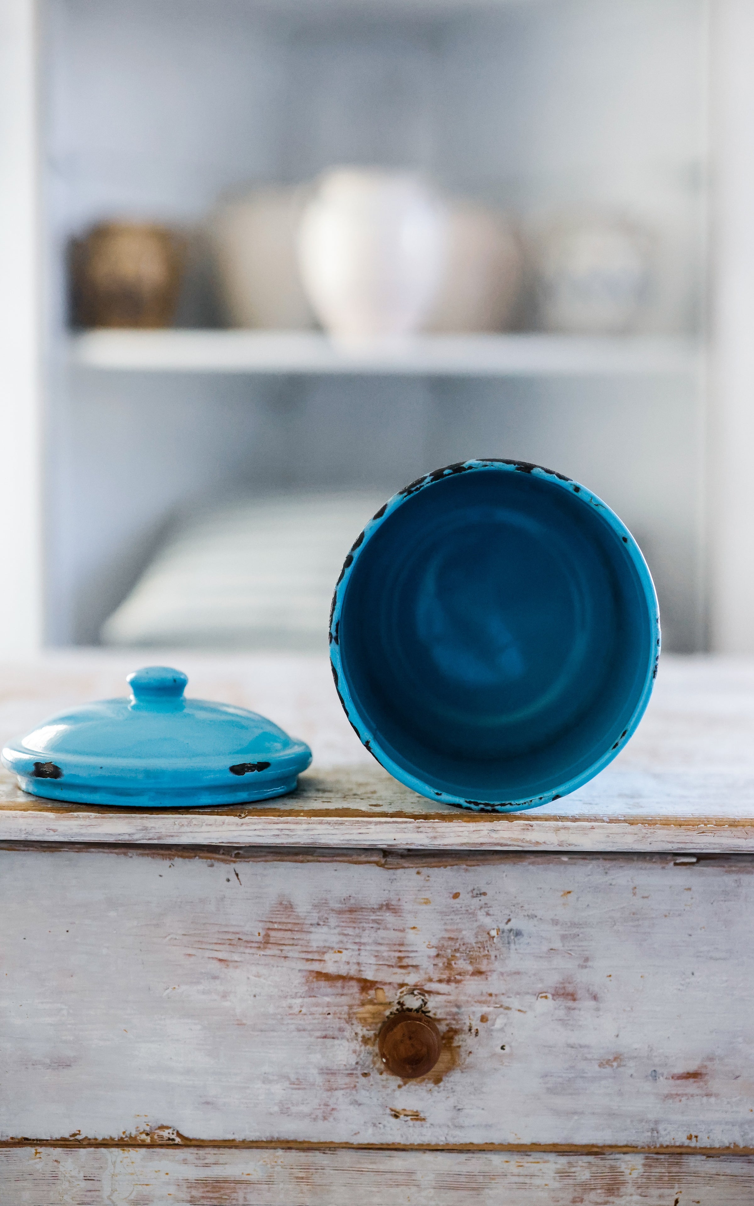 Vintage French Enamelware Canister