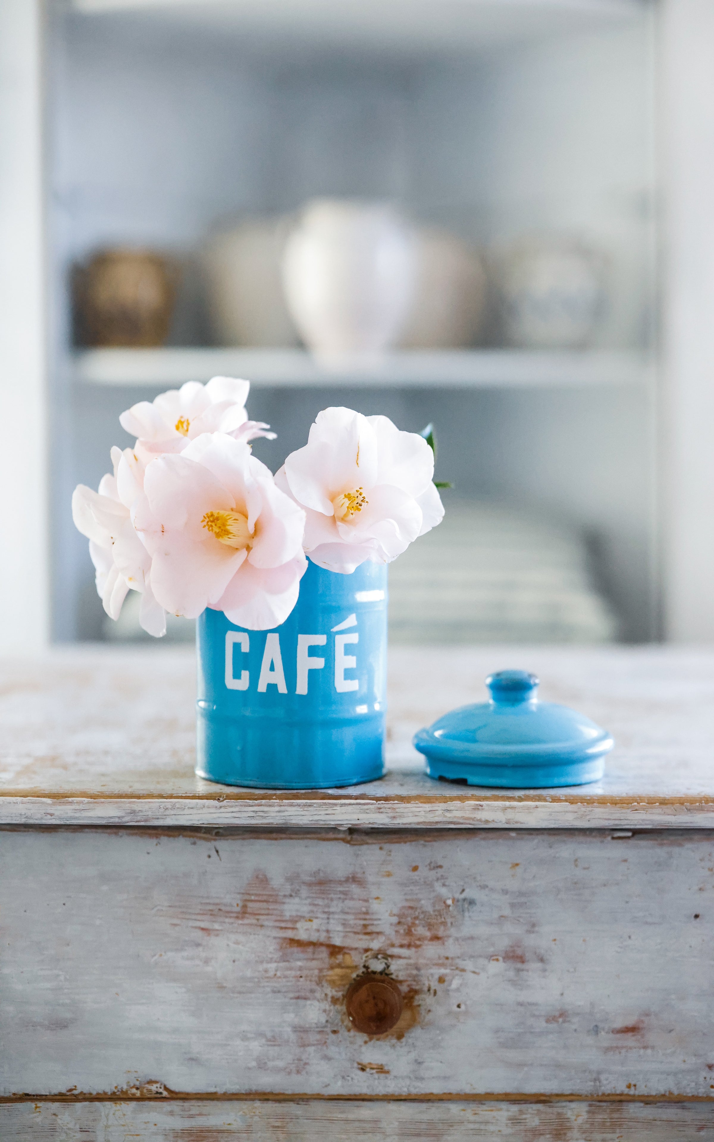 Vintage French Enamelware Canister