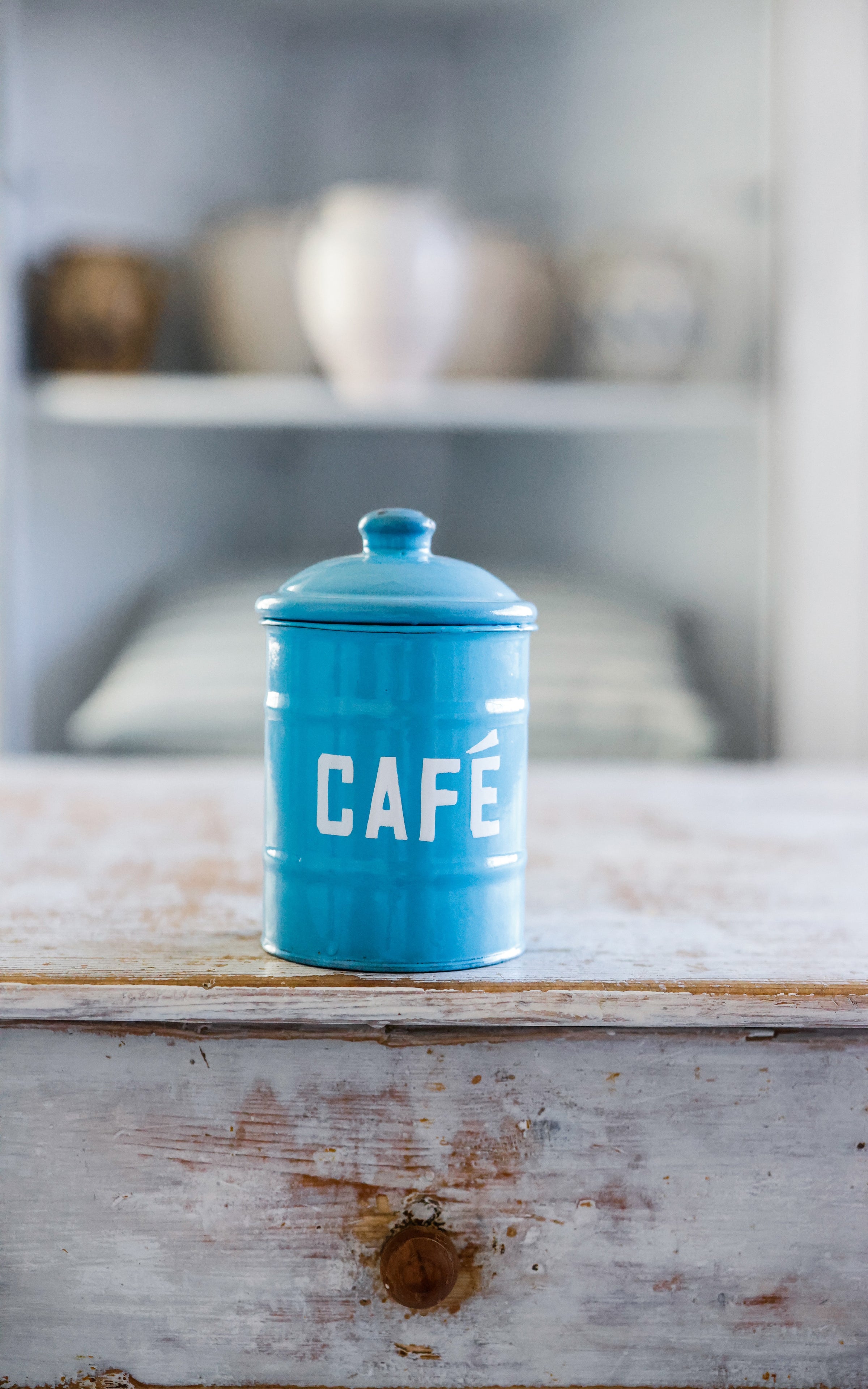 Vintage French Enamelware Canister