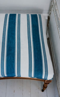 Vintage French Ticking Upholstered Ottoman