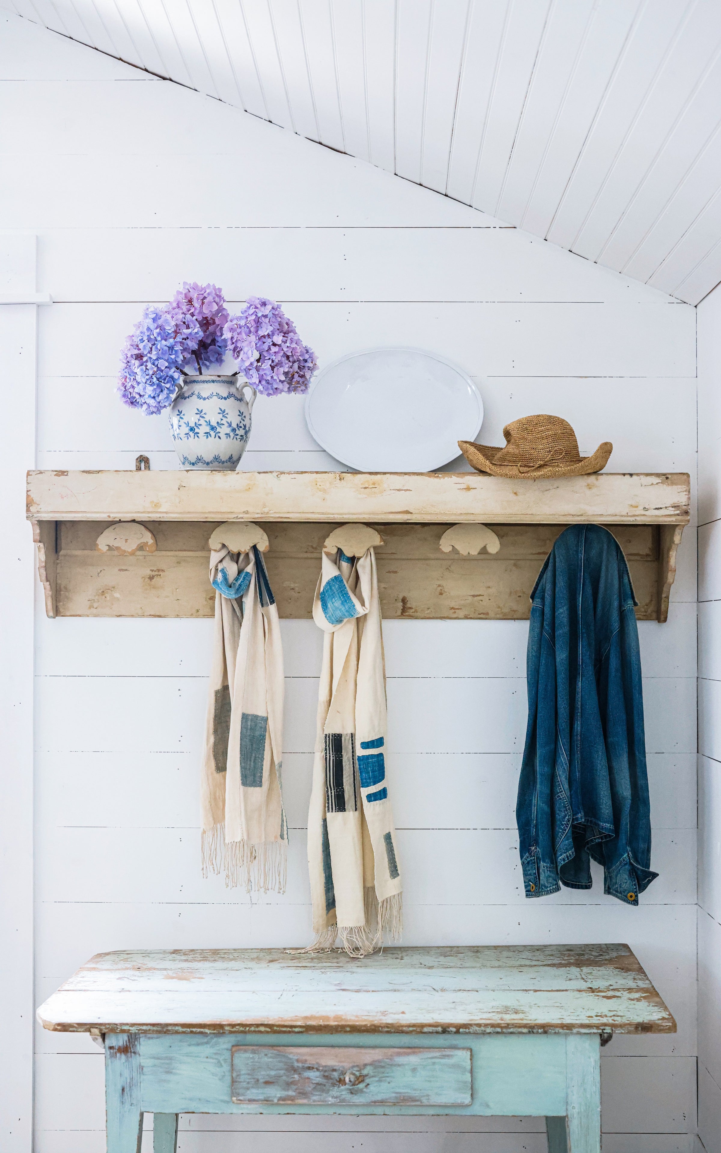 Vintage French Tack Rack Shelf