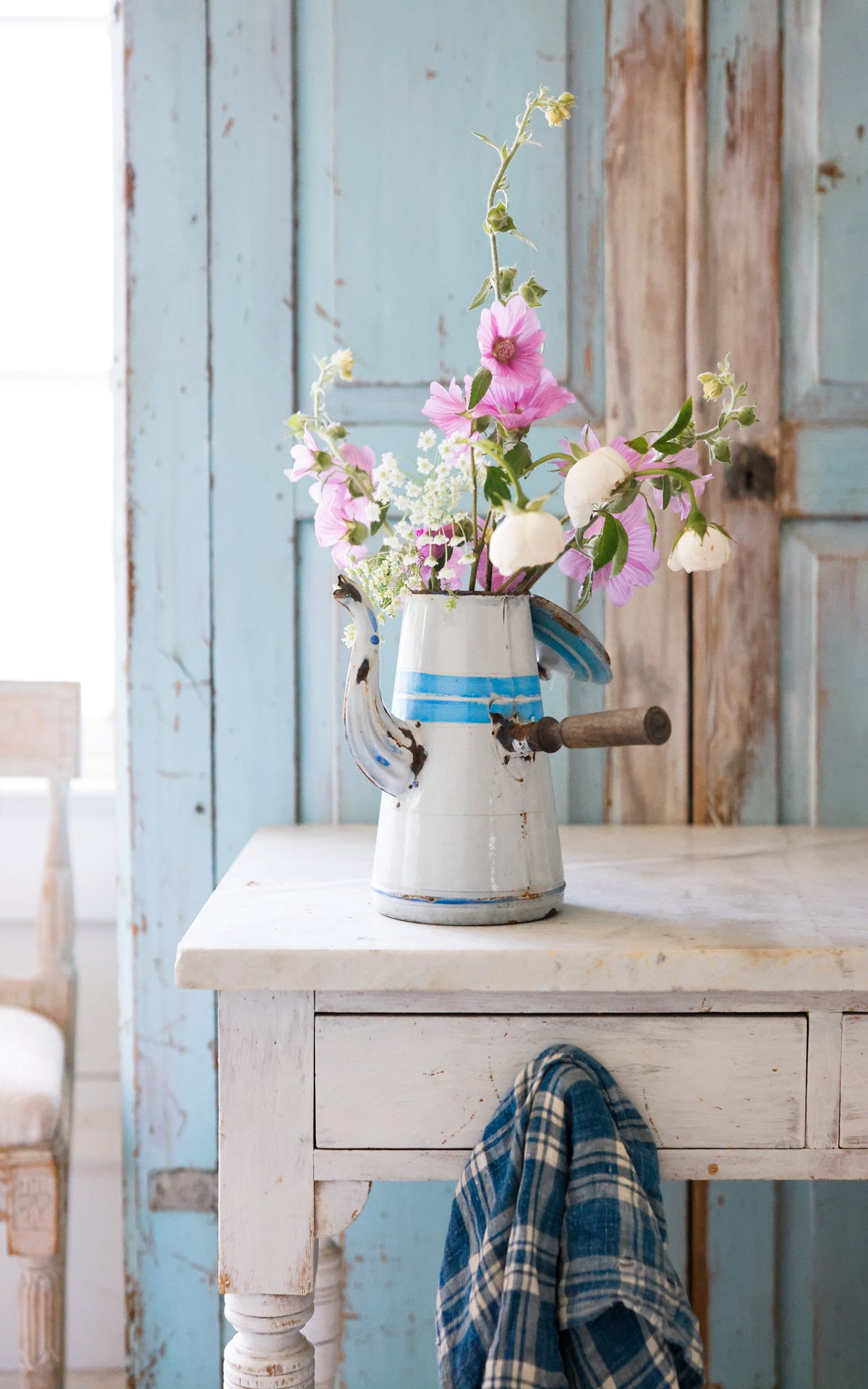 Vintage French Enamel Coffee Pot