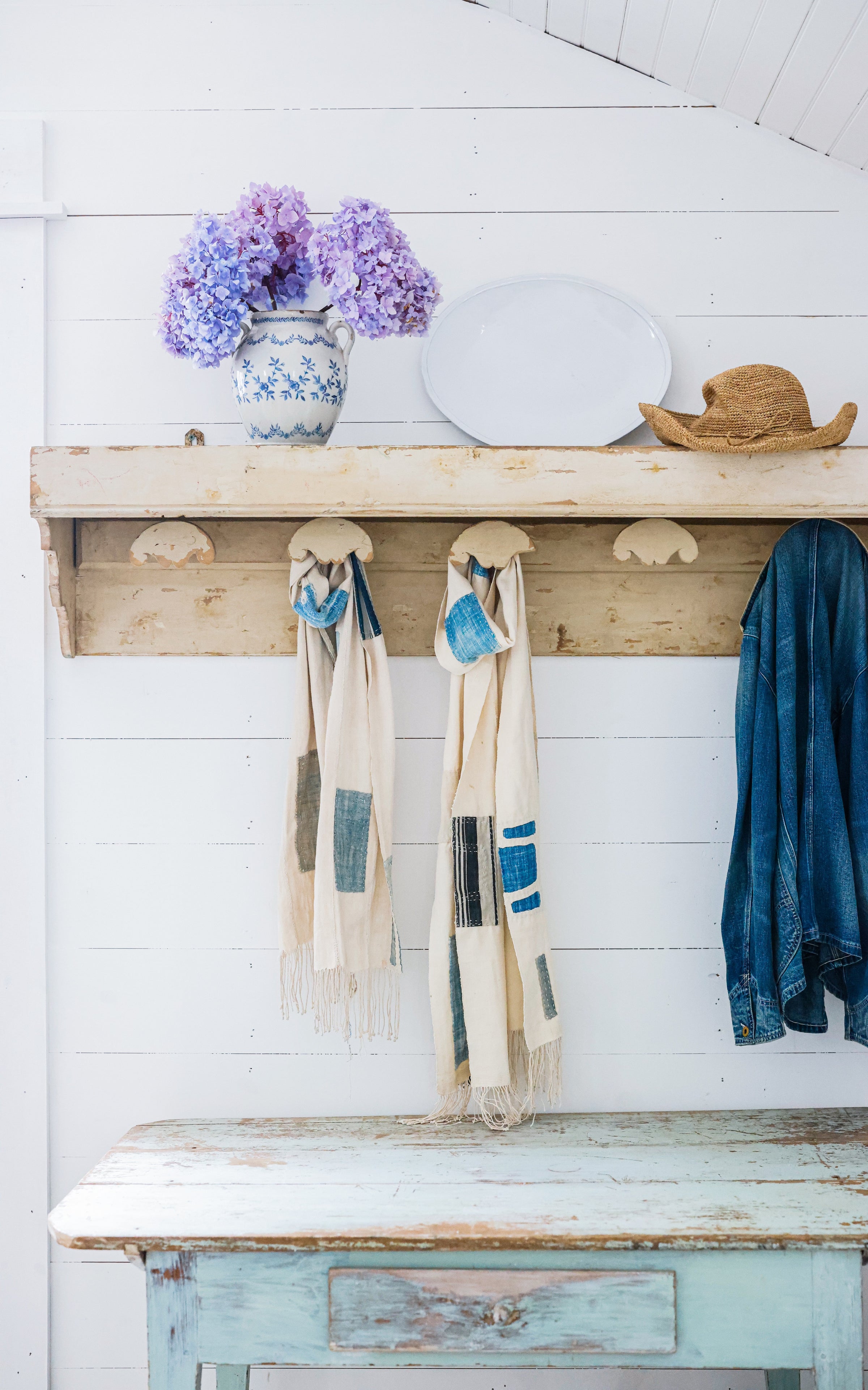 Vintage French Tack Rack Shelf
