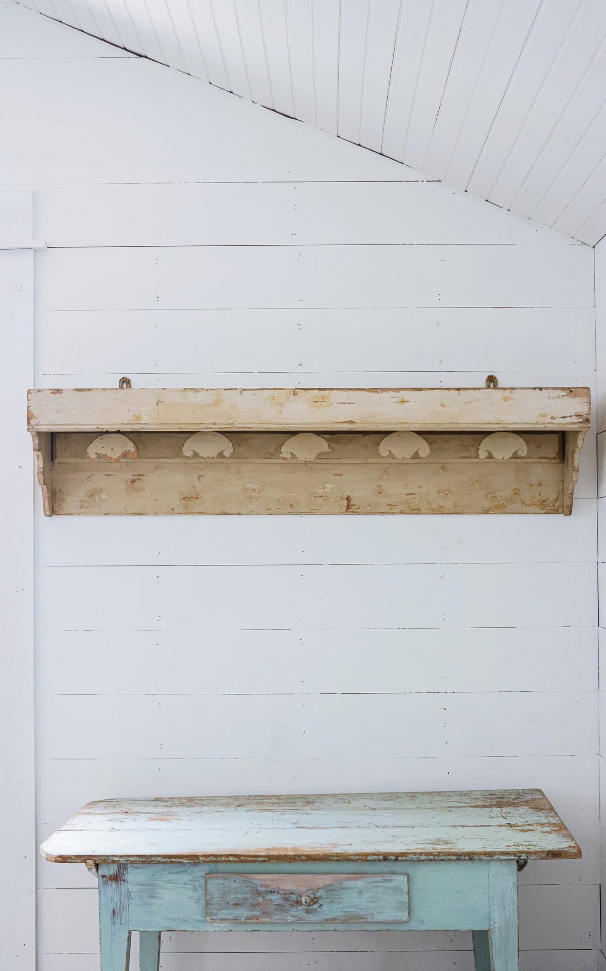 Vintage French Tack Rack Shelf