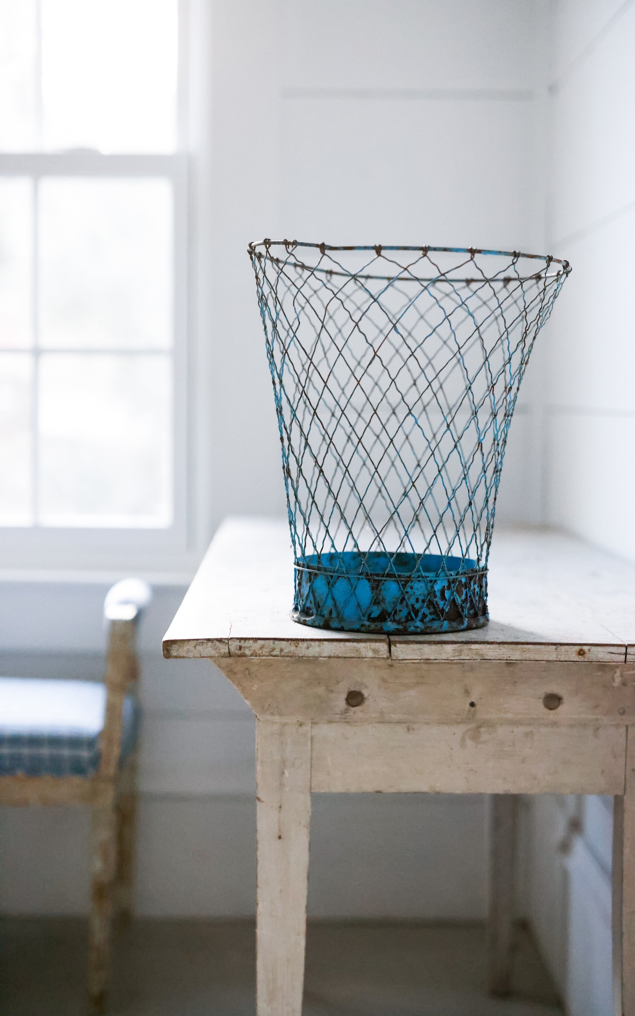 Vintage French Paper Waste Basket