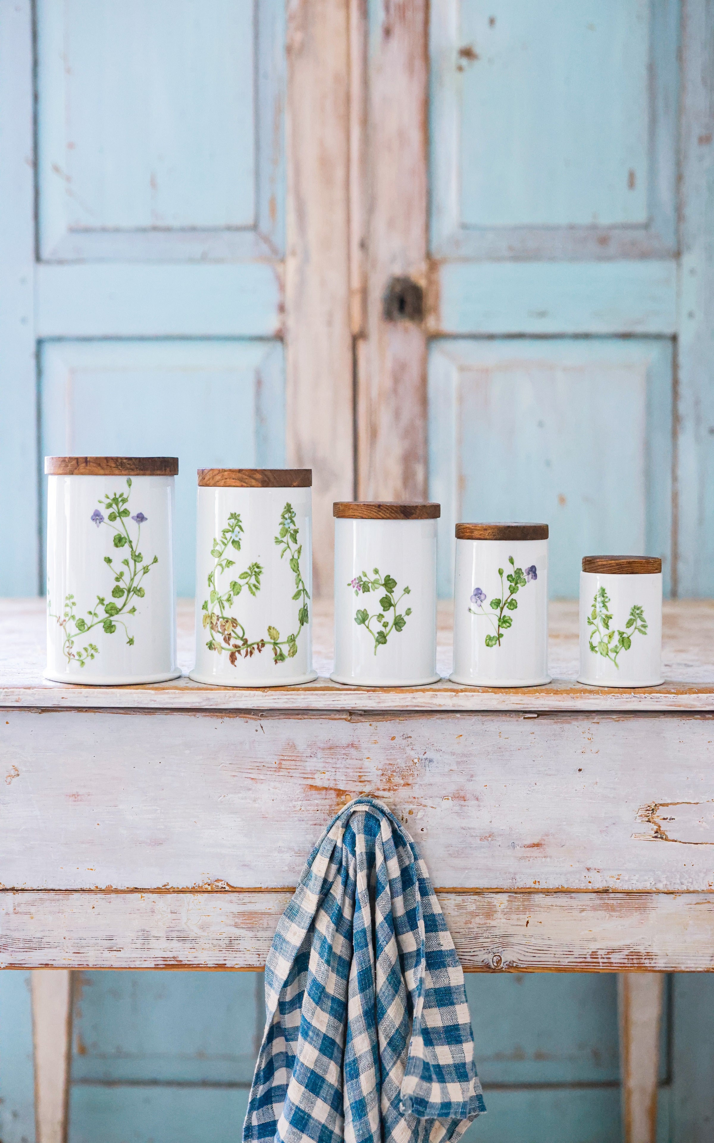 Set of Five Vintage French Spice Jars