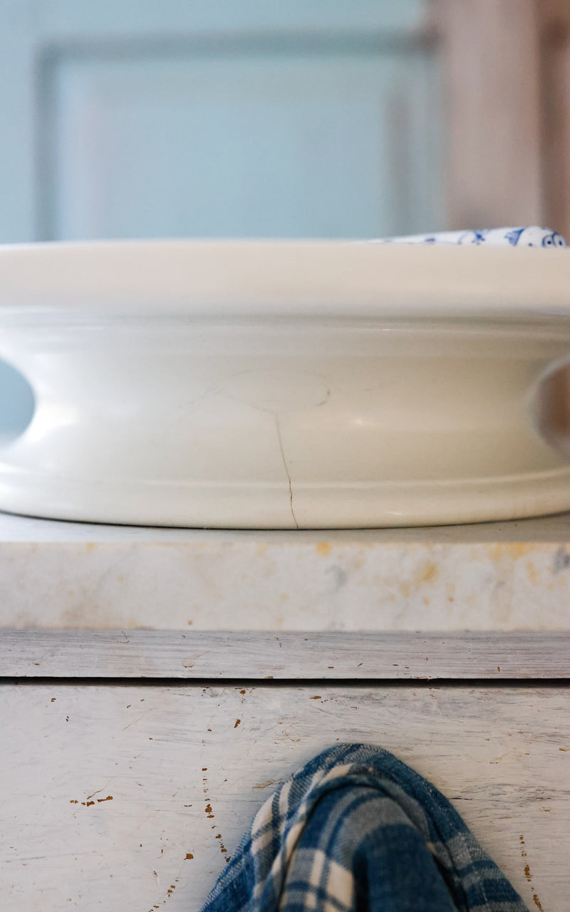 Large Vintage French Stoneware Cake Stand