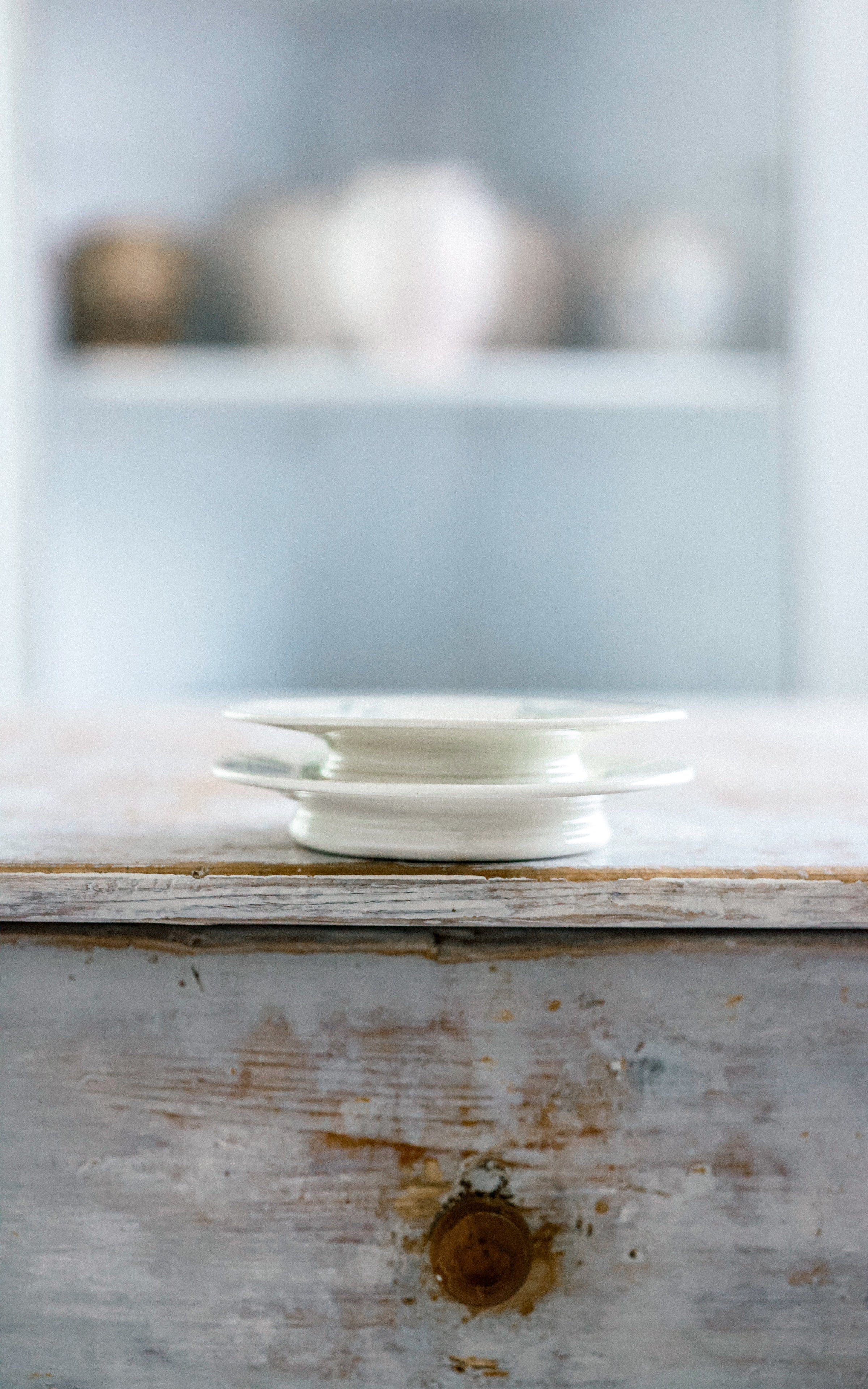 One Petite  Vintage French Stoneware Cake Stand