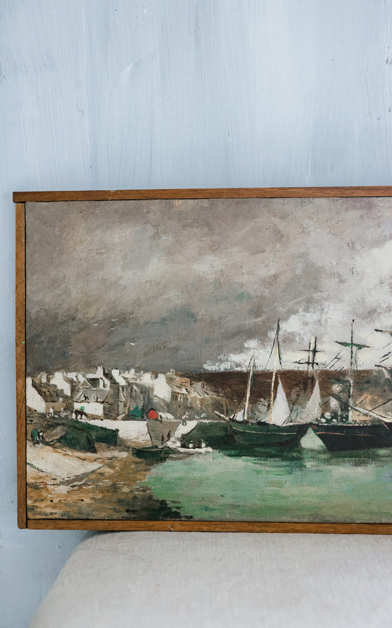 Vintage French Painting on Canvas