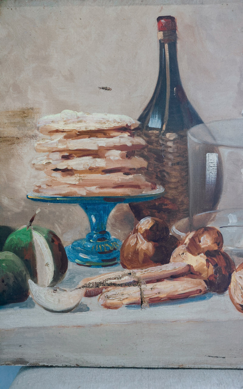 Vintage French Oil Painting on Canvas