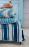 Vintage French Ticking Upholstered Ottoman