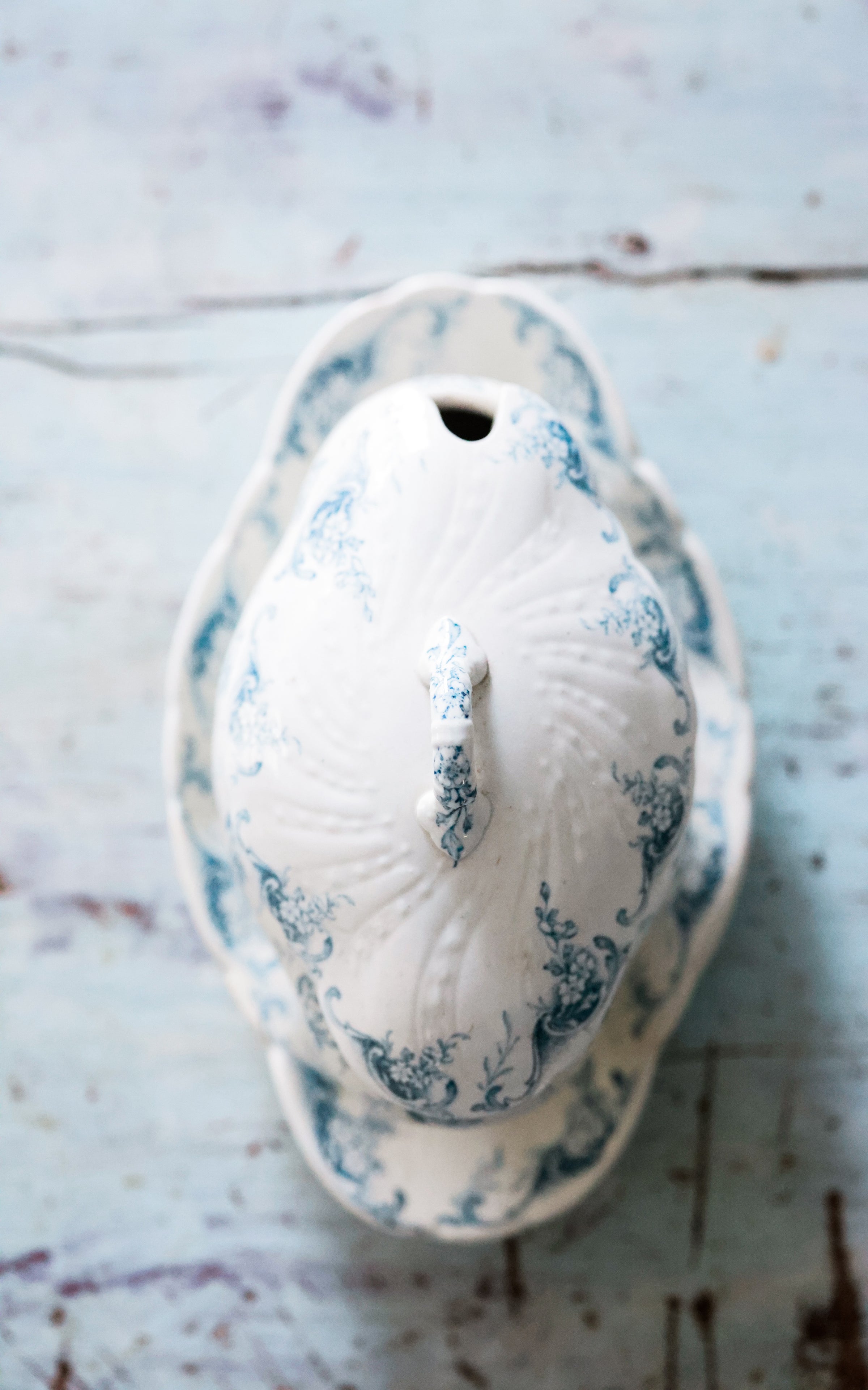 Vintage French Transferware Sauce Boat