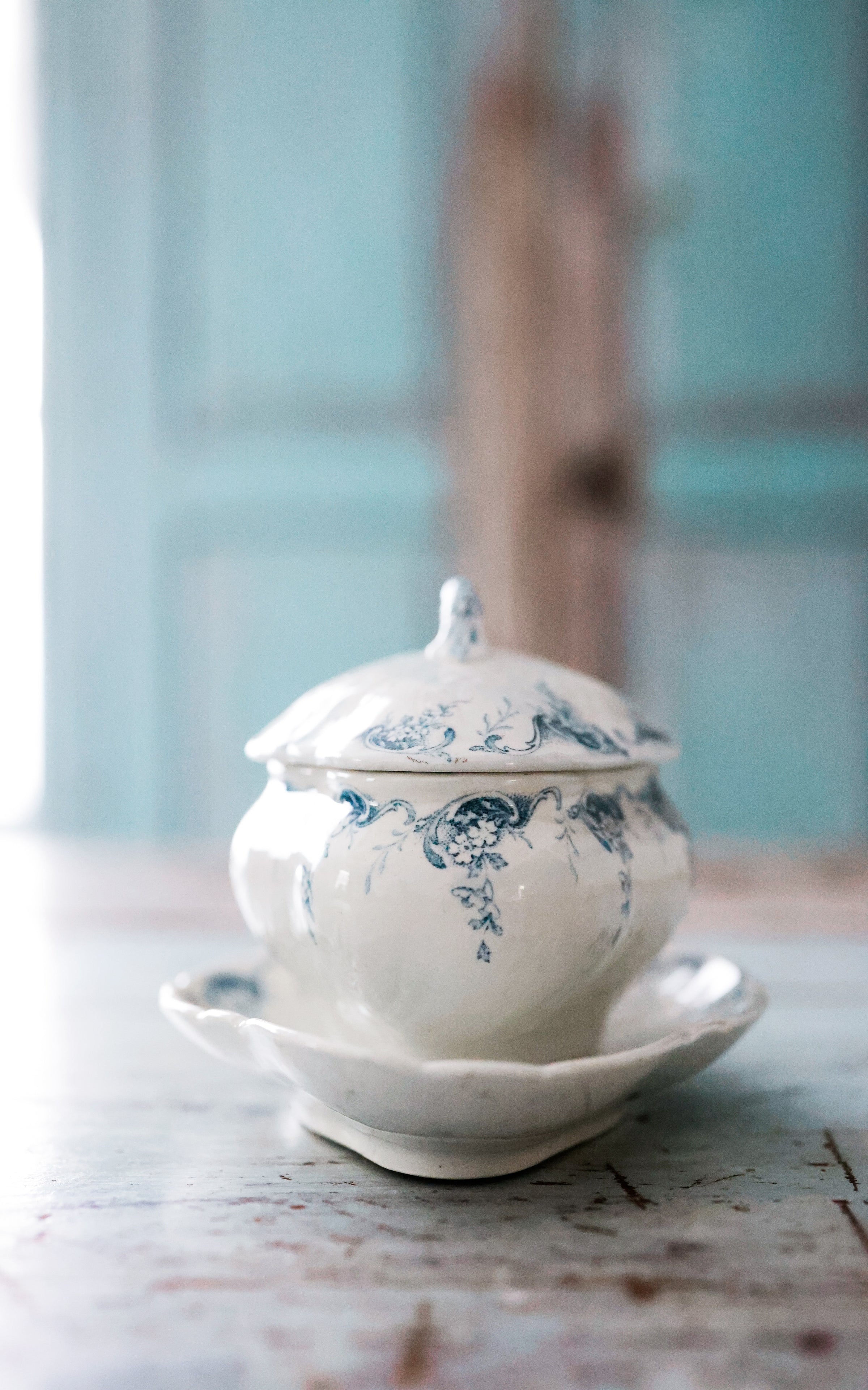 Vintage French Transferware Sauce Boat