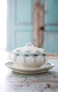 Vintage French Transferware Sauce Boat