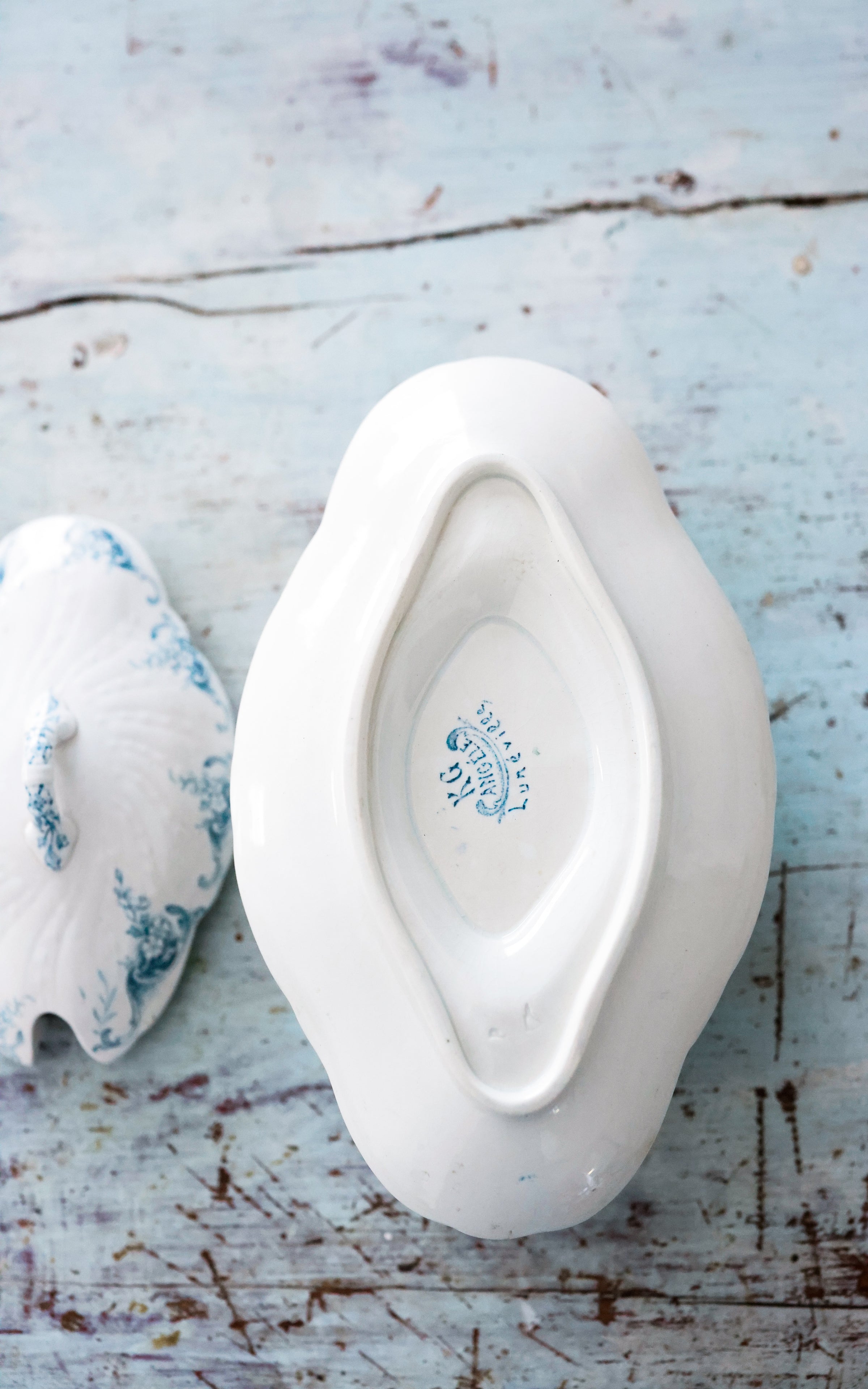 Vintage French Transferware Sauce Boat