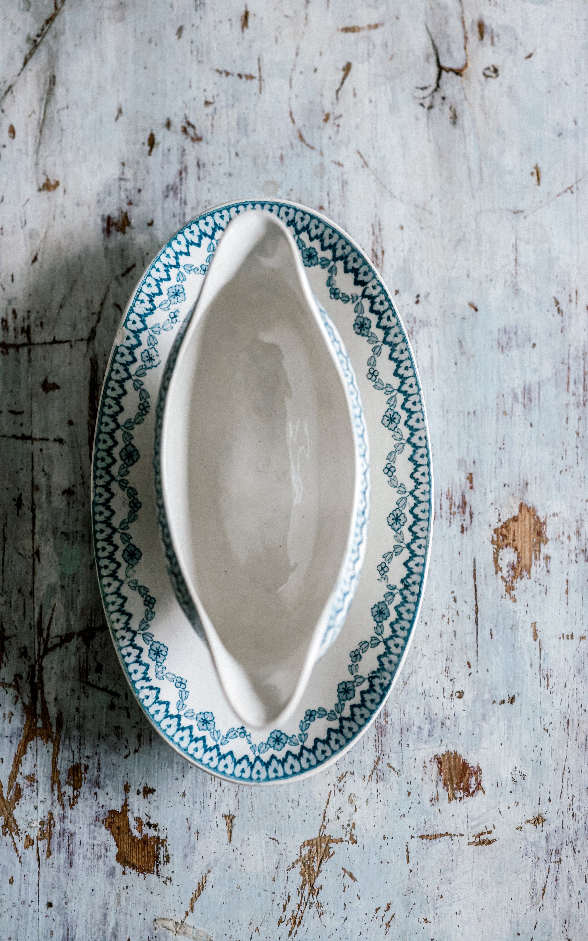 Vintage French Stoneware Sauce Boat