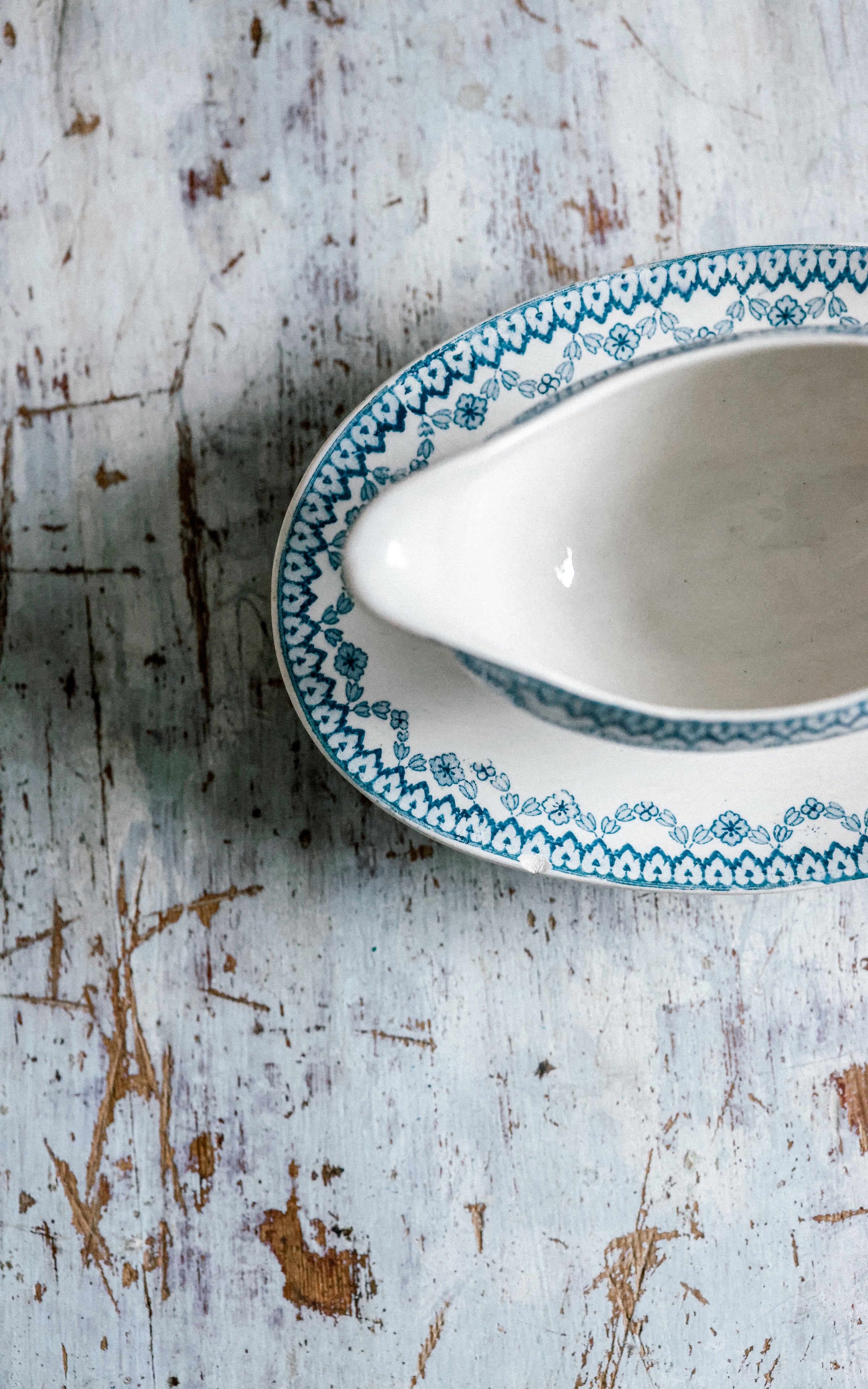 Vintage French Stoneware Sauce Boat