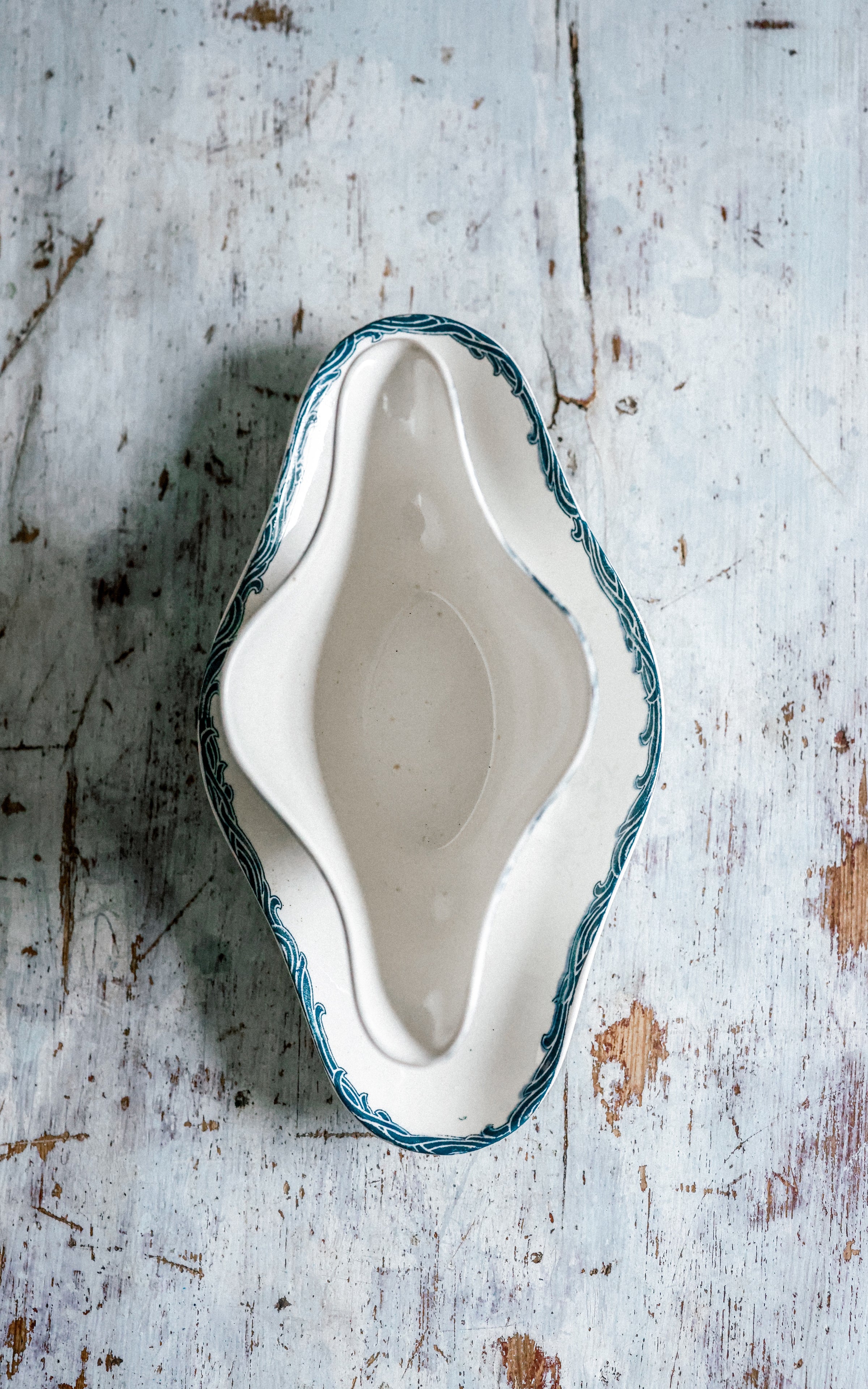 Vintage French Stoneware Sauceboat