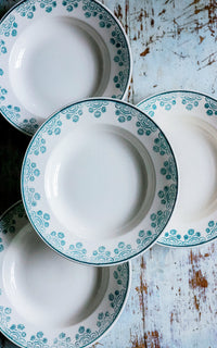 Set of TWO Vintage French Stoneware Plates