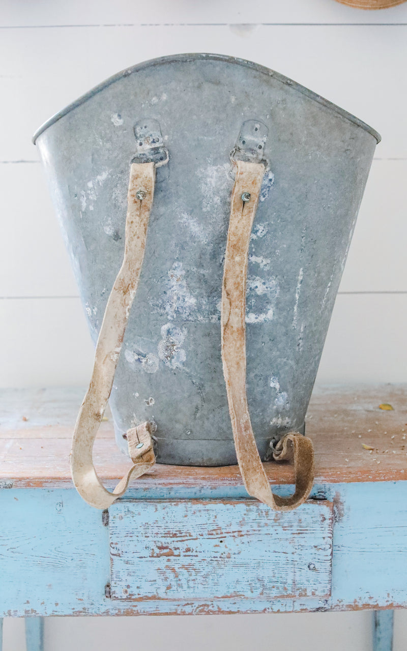 Vintage French Zinc Grape Harvesting Backpack