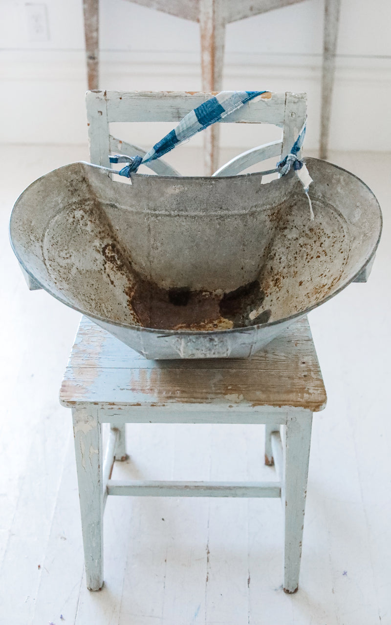 Vintage French Zinc Harvesting Bucket