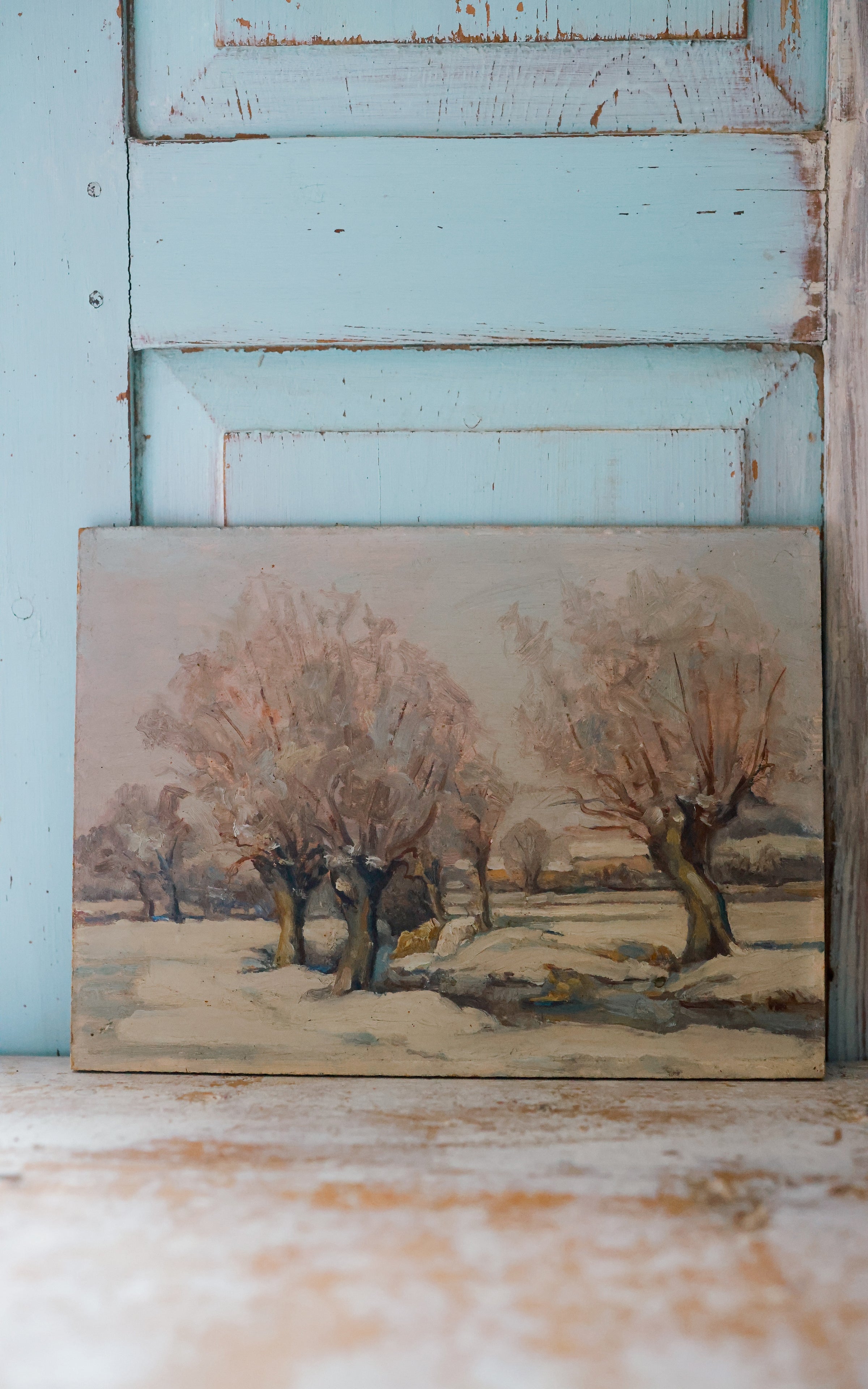 Vintage French Winter Painting