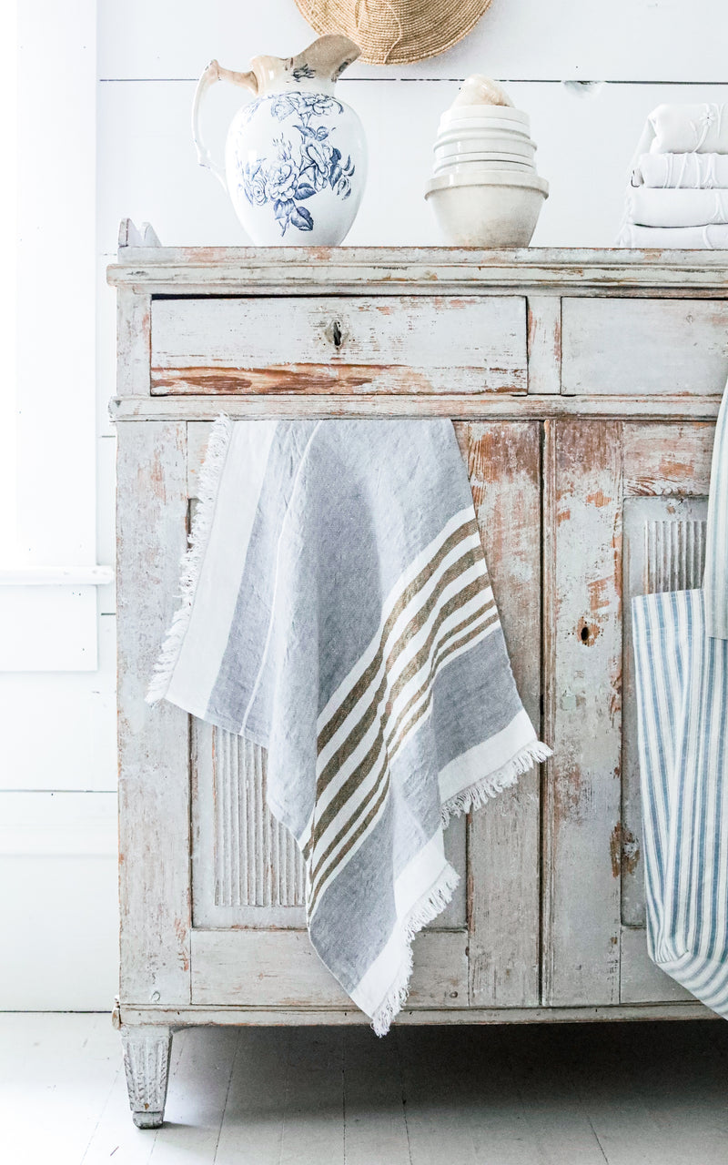 Belgian linen Ash Stripe Belgian Towel