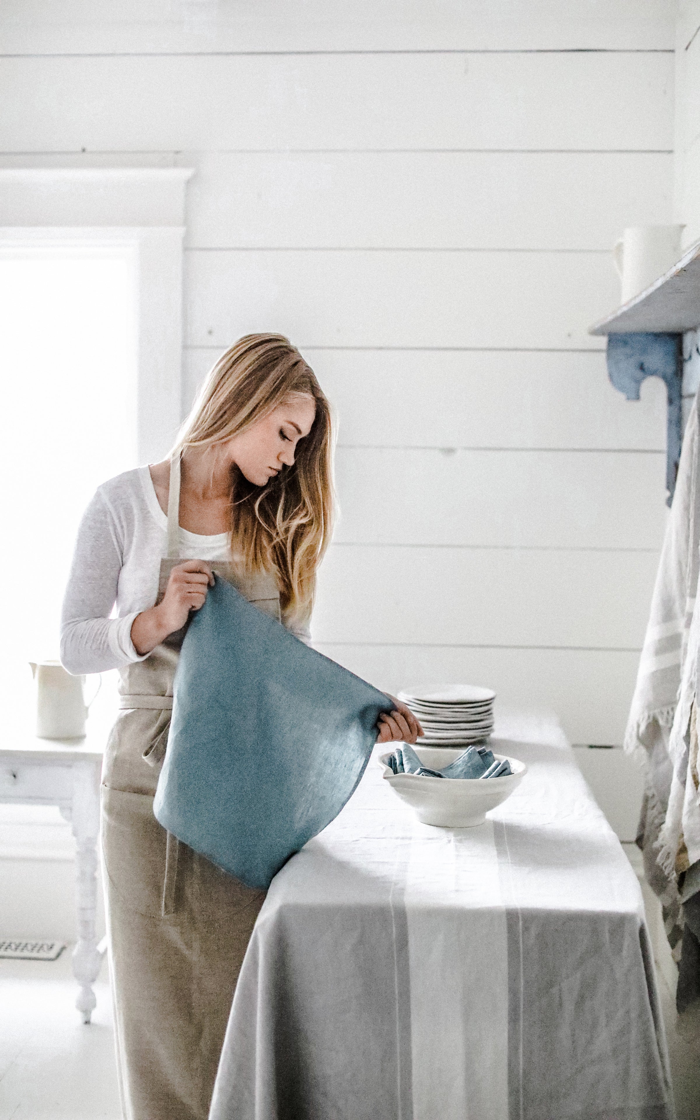 Rough Linen | Orkney Linen Tea Towel | Vintage Blue