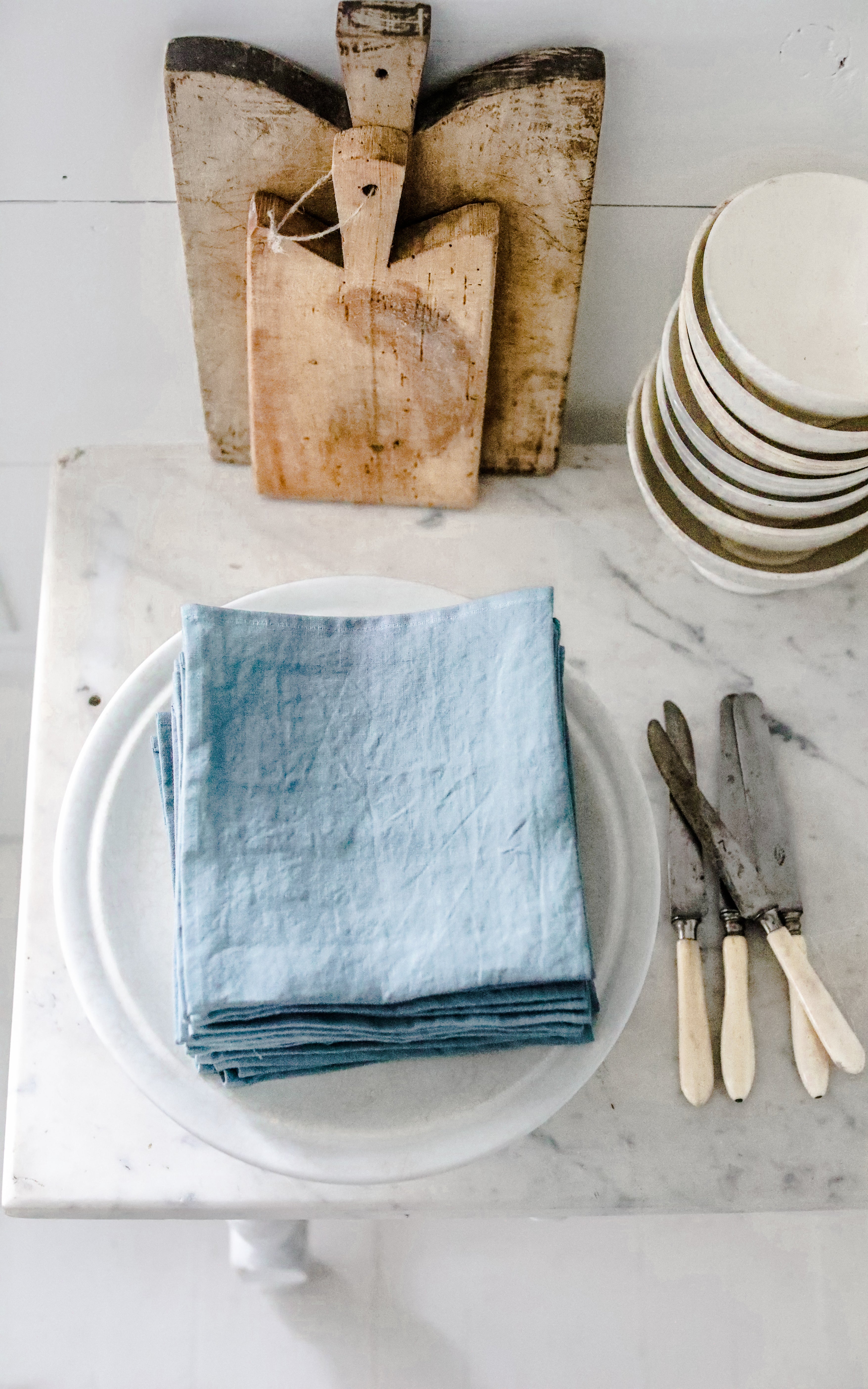 Steel Blue Sky Linen Napkin - Thumbnail 2
