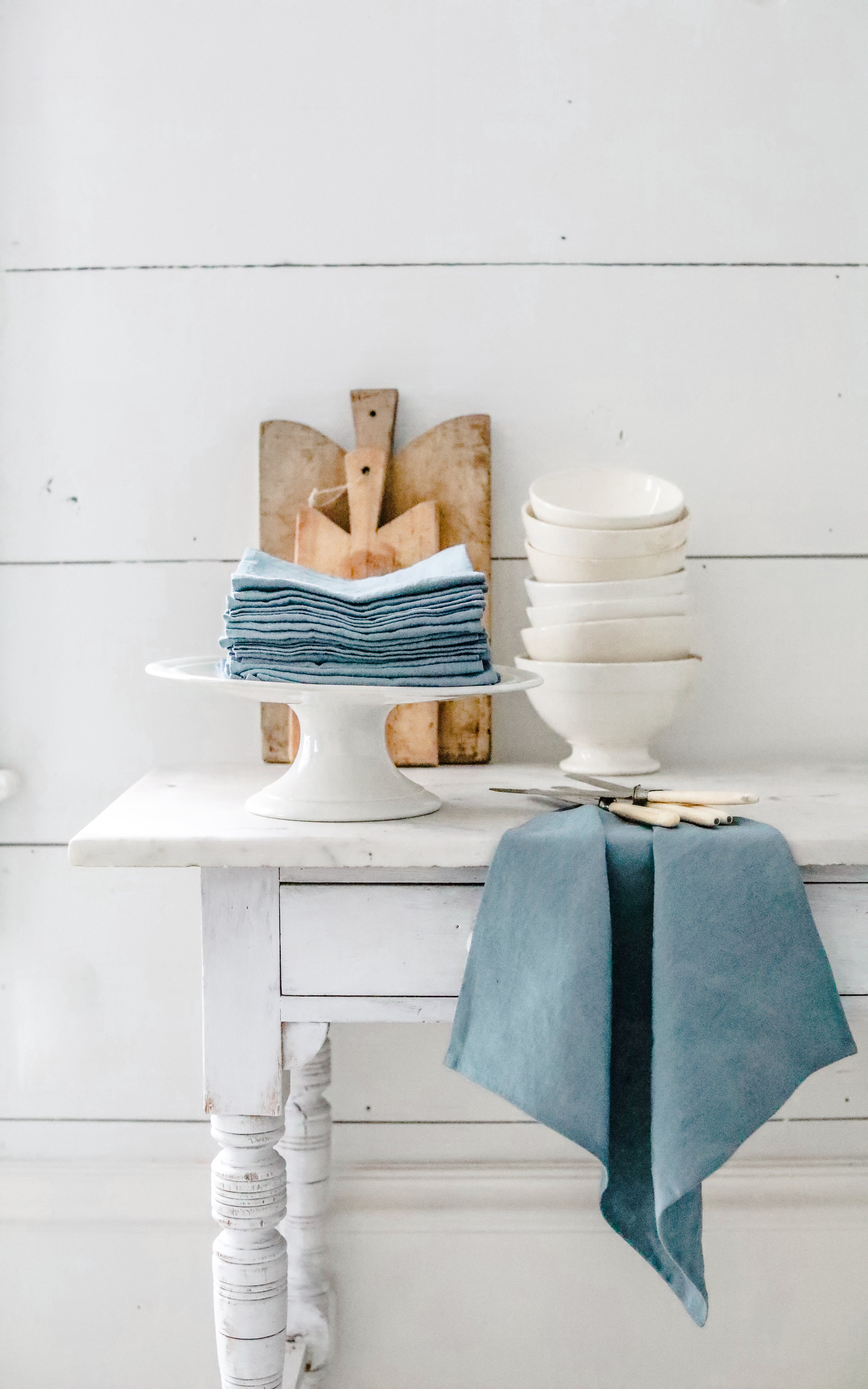 Steel Blue Sky Linen Napkin - Thumbnail 3