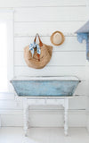 Large Vintage French Blue Zinc Container