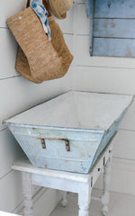Large Vintage French Blue Zinc Container