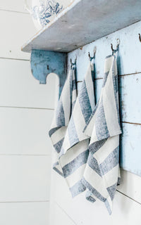 Indigo Wide Striped Linen Towel