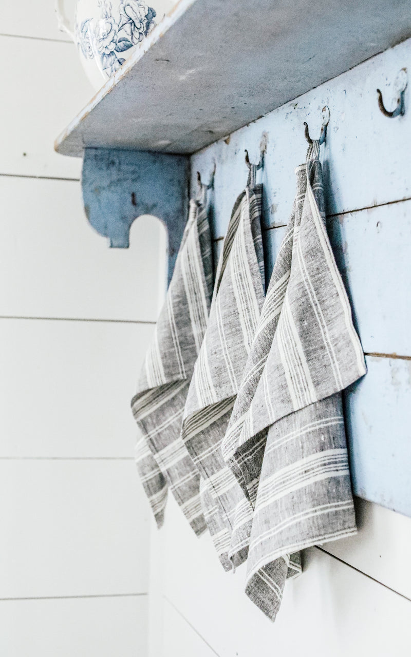 Gray Multi Stripe Linen Towel