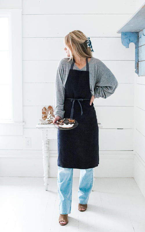 Dark Indigo French Textile Apron