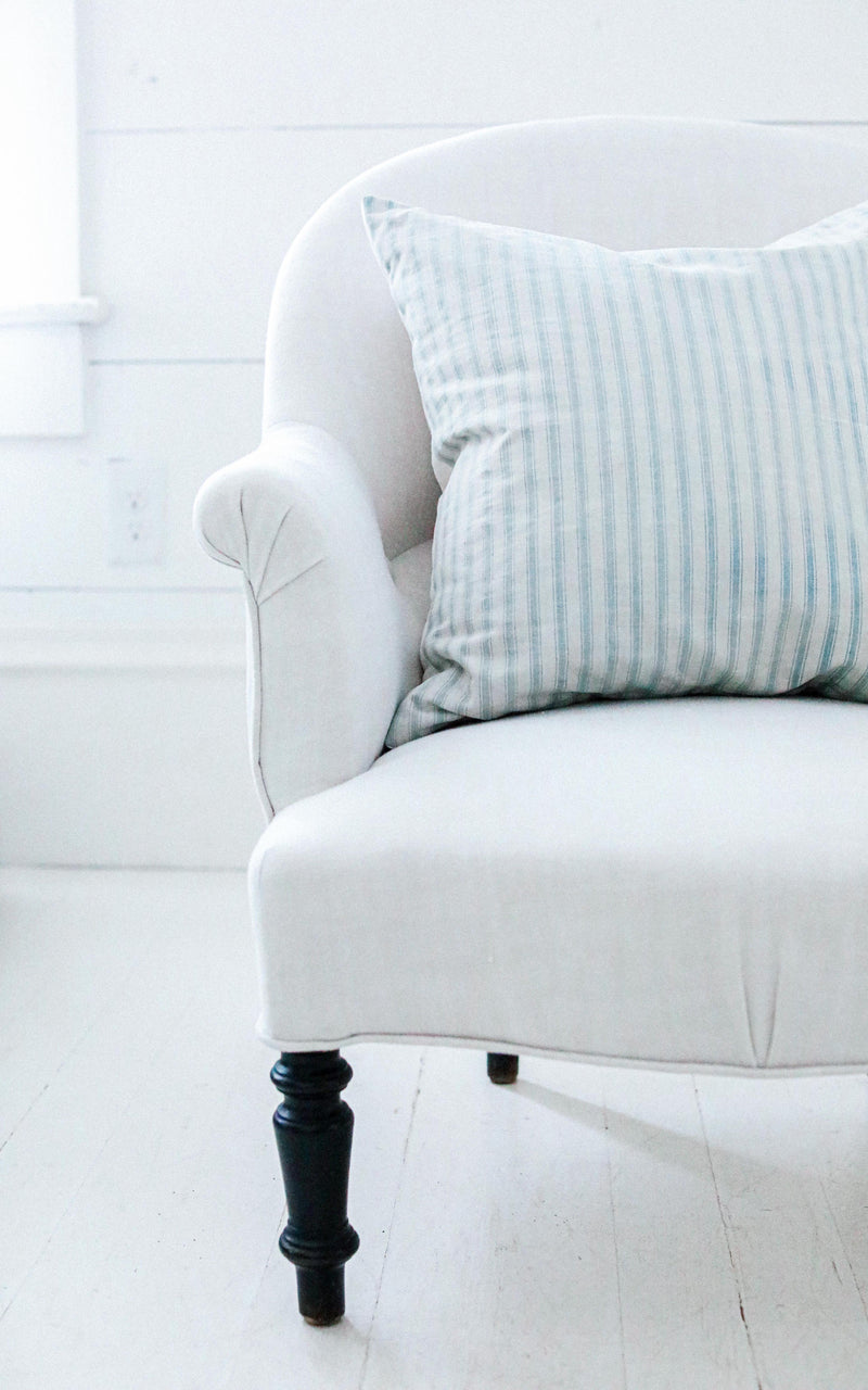 Vintage French Linen Upholstered Chair with French Linen Slipcover
