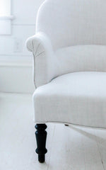 Vintage French Linen Upholstered Chair with French Linen Slipcover