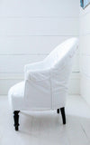 Vintage French Linen Upholstered Chair with French Linen Slipcover