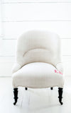 Vintage French Linen Upholstered Chair