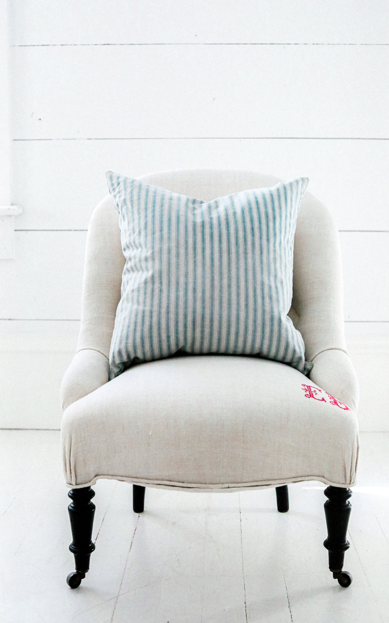 Vintage French Linen Upholstered Chair