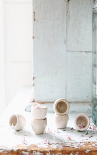Set of Six Vintage French Stoneware Escargot Pots